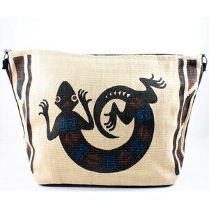 Southwestern Style Unlined Cotton Stencil Tote Bag Purse Gecko Lizard NEW